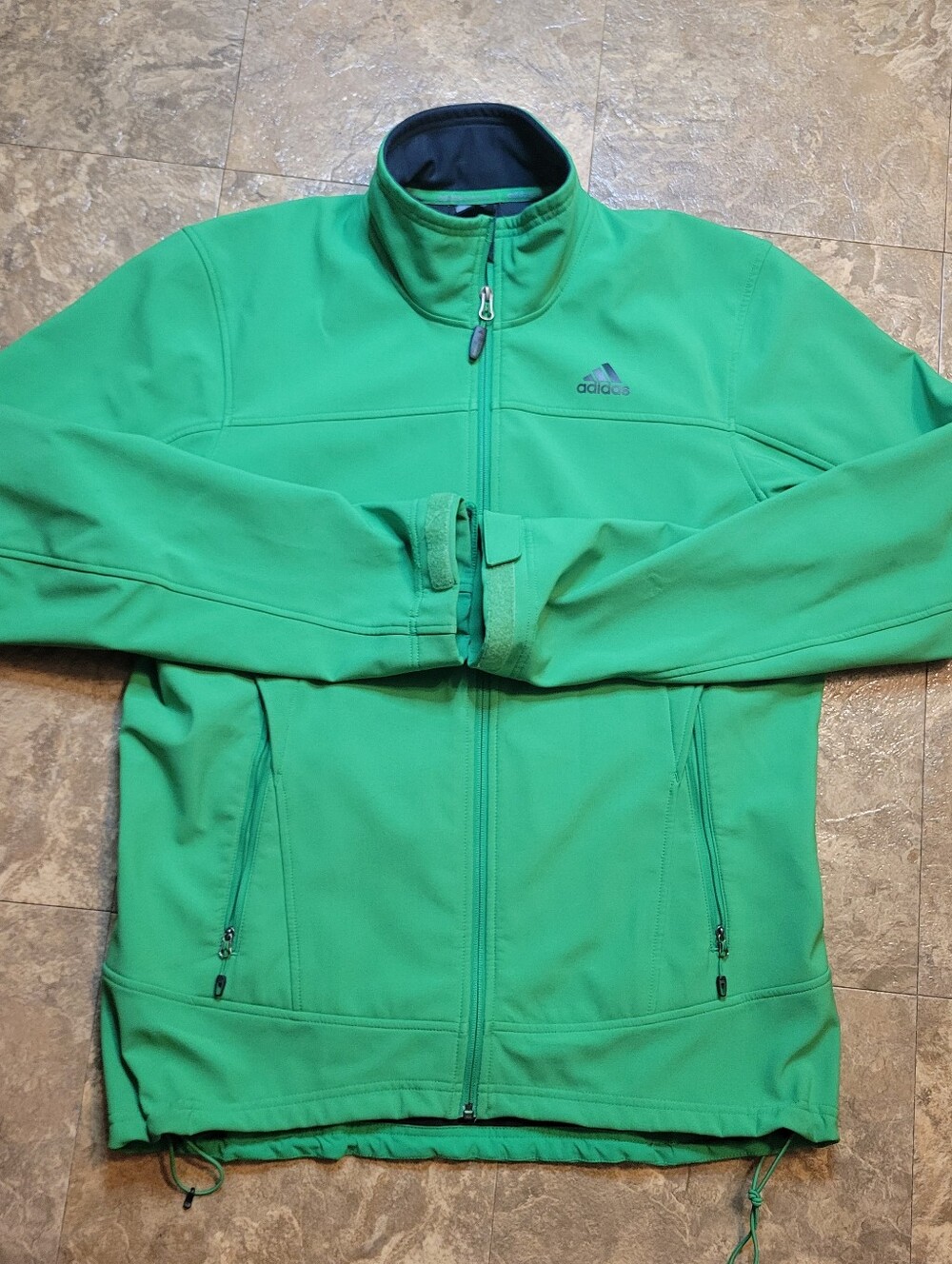 Adidas Hiking Softshell Jacket Mens Large L Green Full Zip Pockets